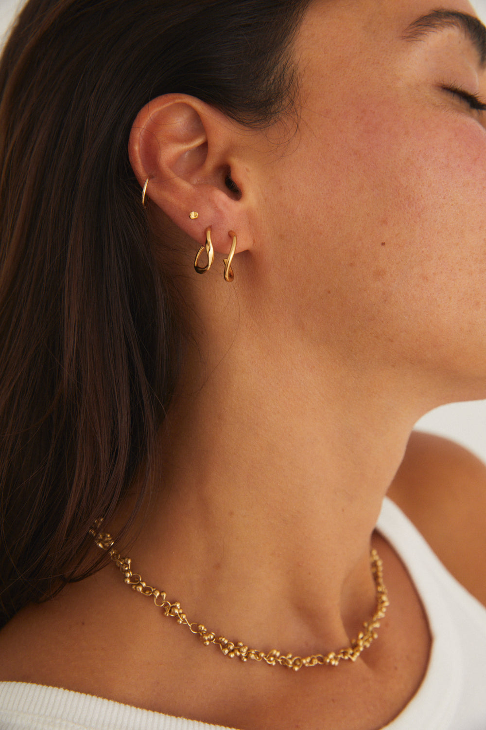 Wave Link Earrings | Gold
