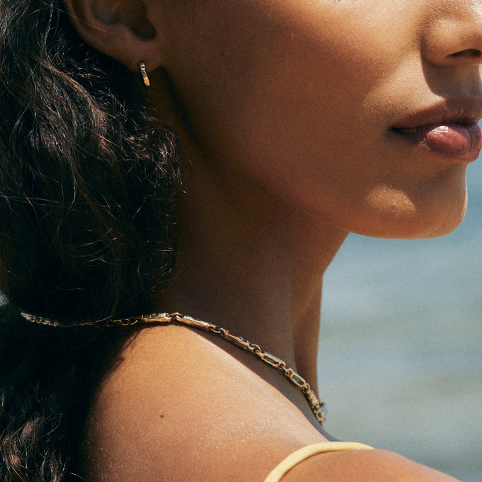 Chunky Hammered Necklace | Yellow Gold