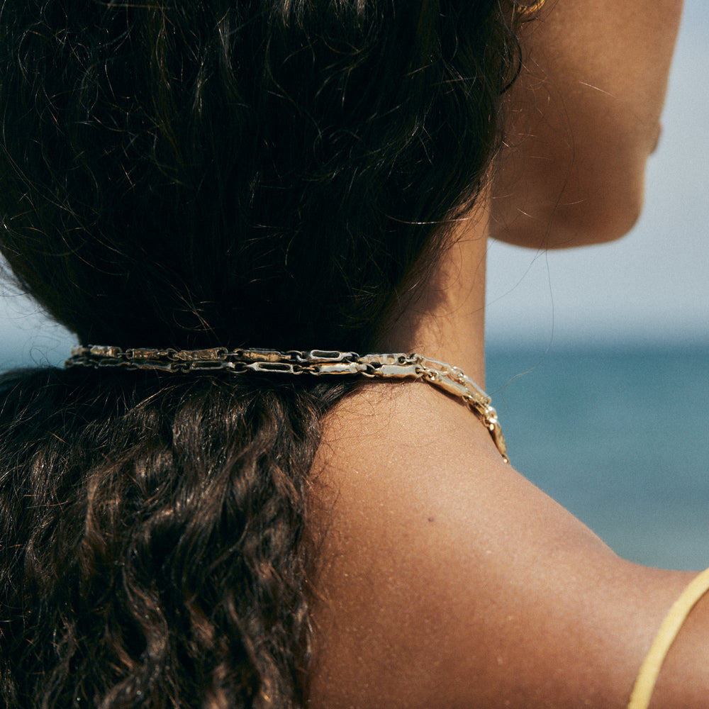 Chunky Hammered Necklace | Yellow Gold