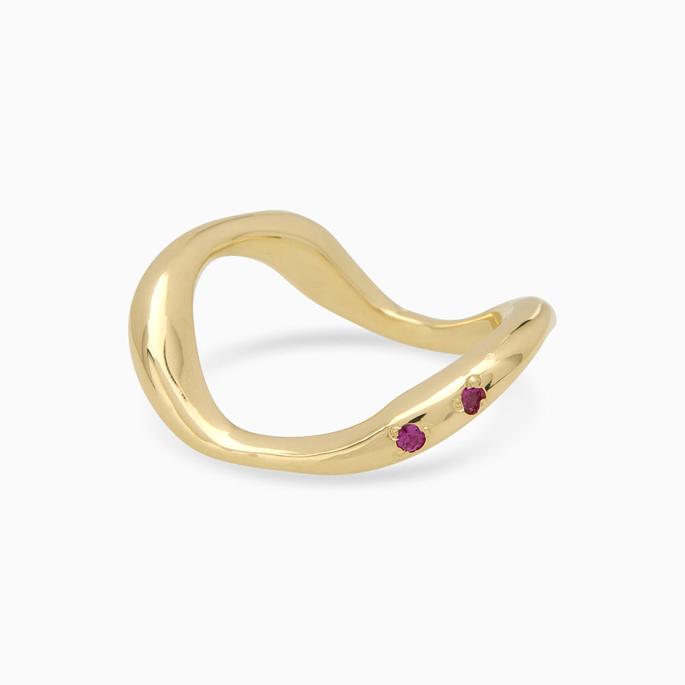 Curve Stone Ring | Solid Gold