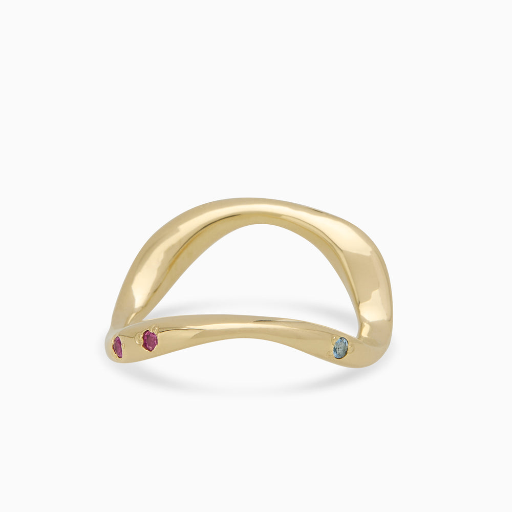 Curve Stone Ring | Solid Gold