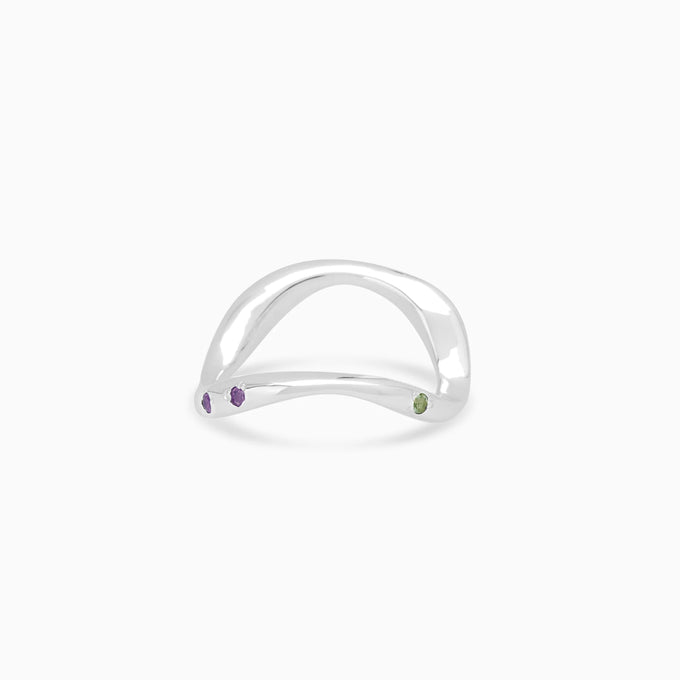 Curve Stone Ring | Solid White Gold