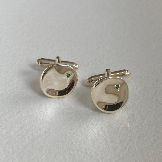 Signature Stone Cufflinks | Solid Yellow Gold