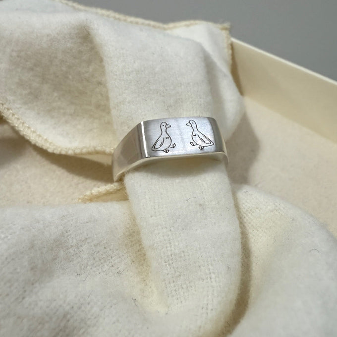 Signature Rectangle Signet Ring | Silver