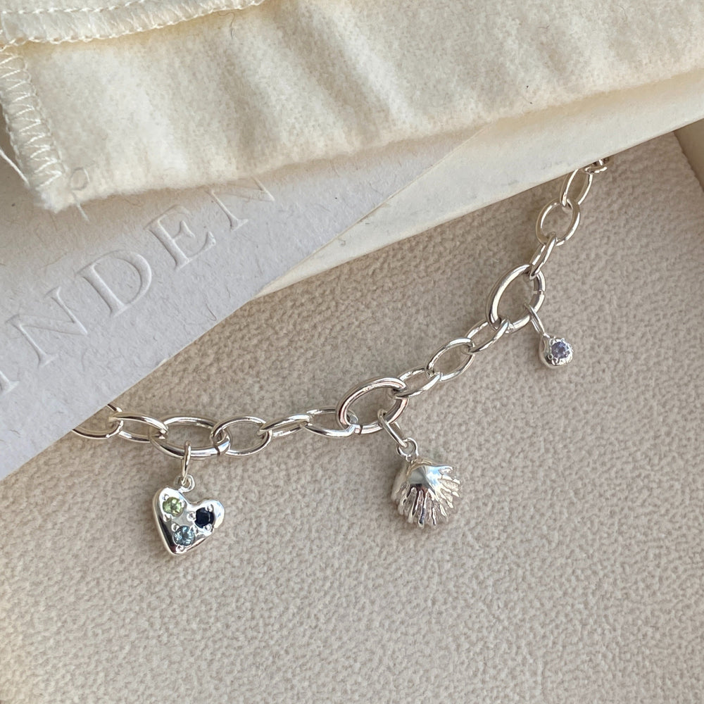 Hinge Link Charm Bracelet | Silver