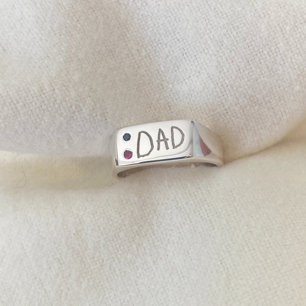 Rectangle Stone Signet Ring | White Gold