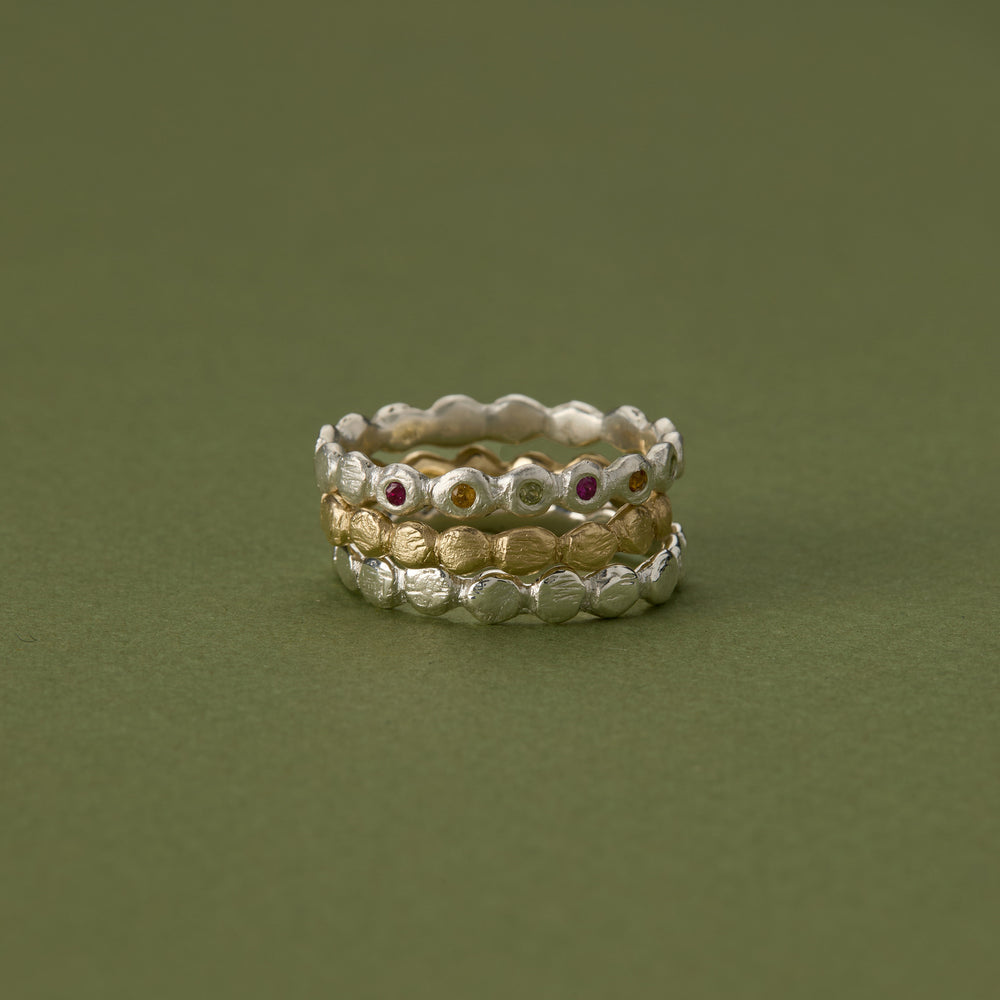 Pebble Stack Ring | Solid White Gold