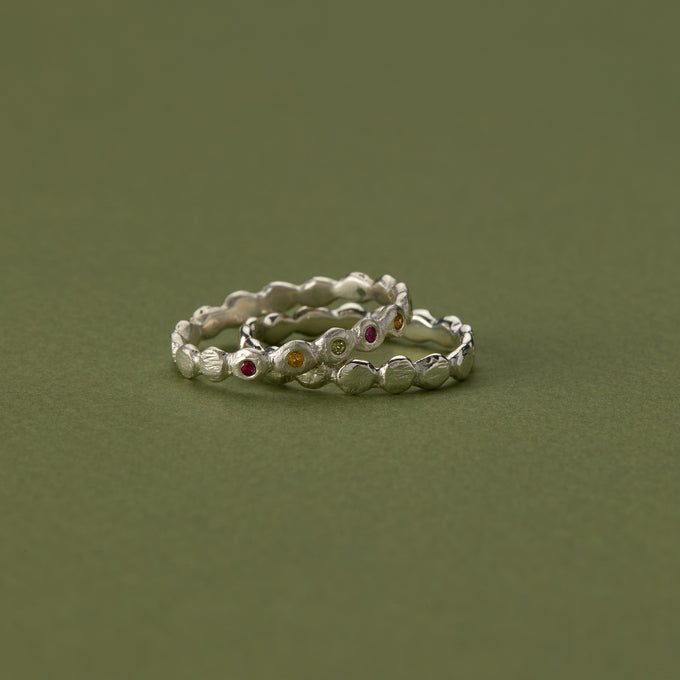 Pebble Stack Ring | Solid White Gold