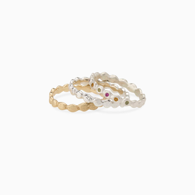 Pebble Stack Stone Ring | Solid White Gold