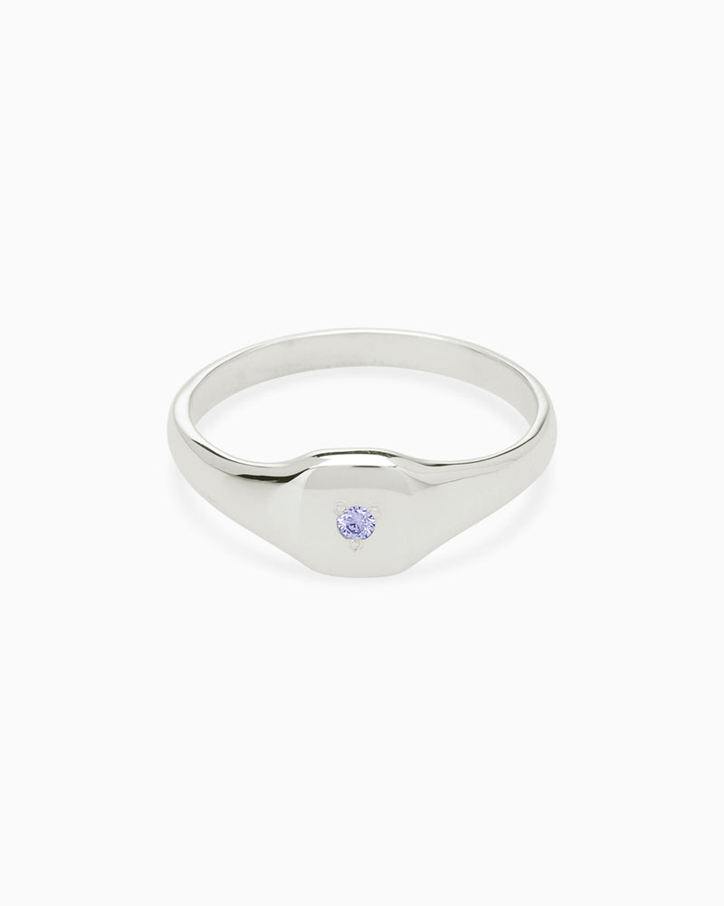 Petite Square Stone Signet | Silver