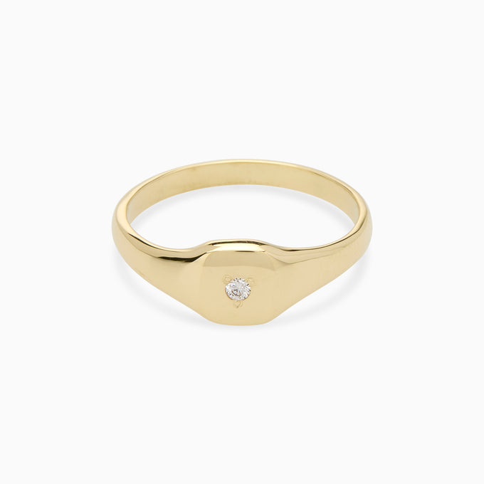 Petite Square Stone Signet | Solid Gold