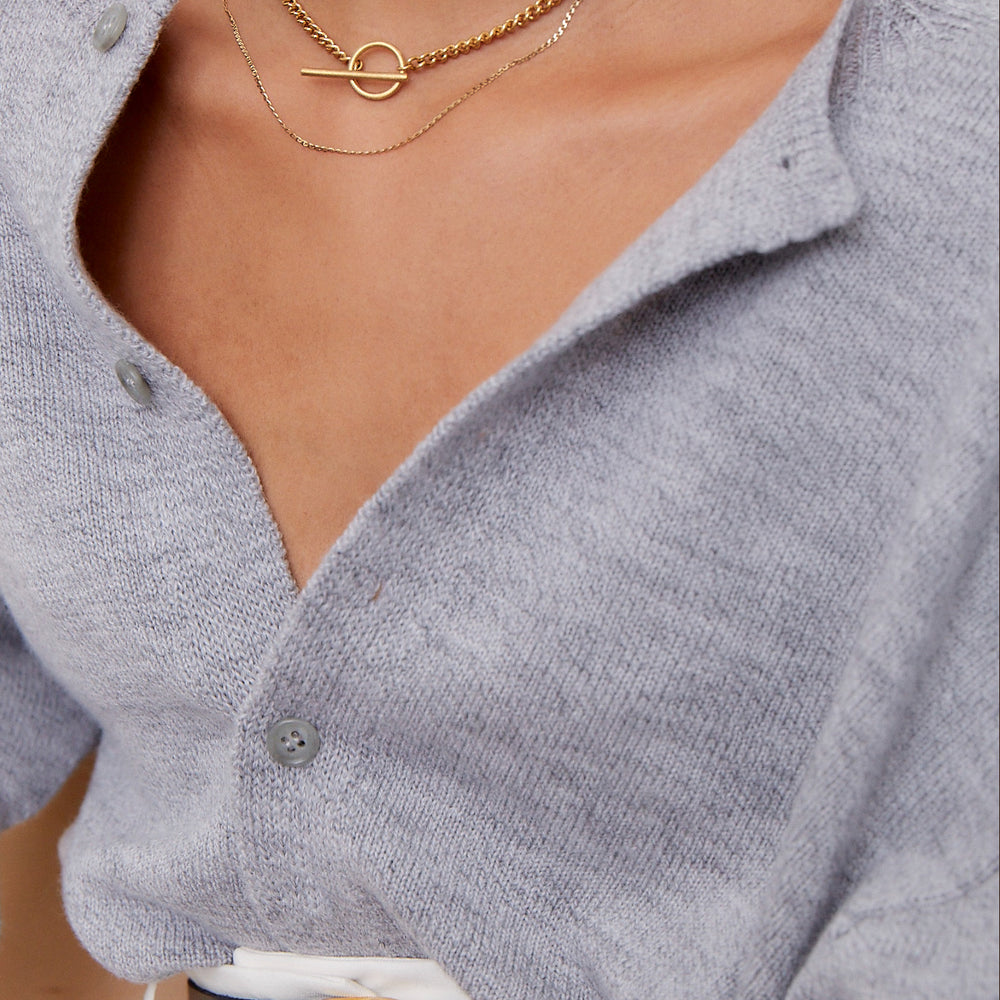 Curb Chain Fob Necklace  | Gold