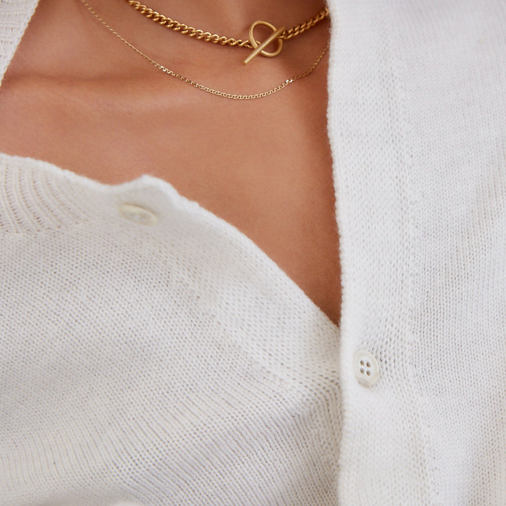 Curb Chain Fob Necklace  | Gold