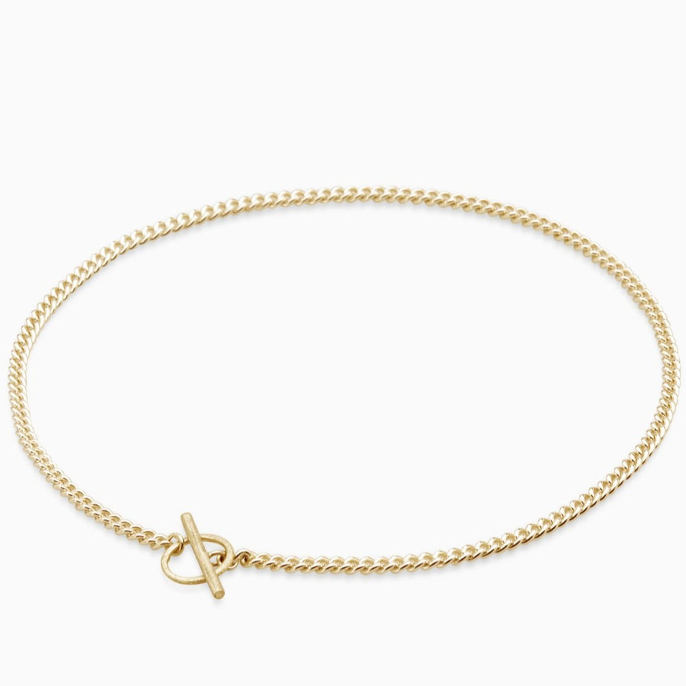 Curb Chain Fob Necklace  | Gold