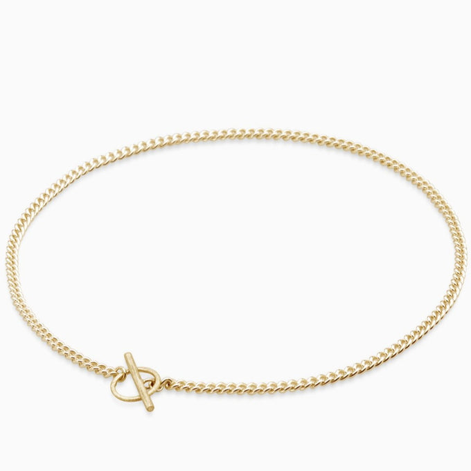 Curb Chain Fob Necklace  | Gold