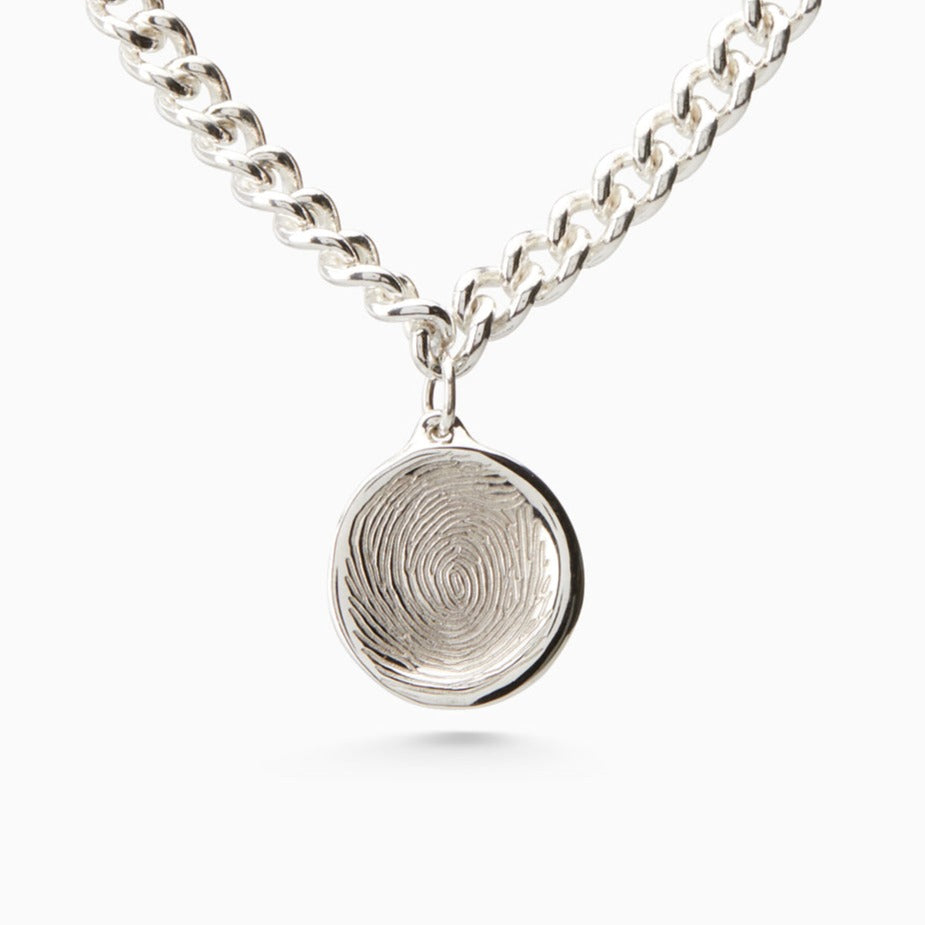 Laser Impression Charm Necklace | Silver