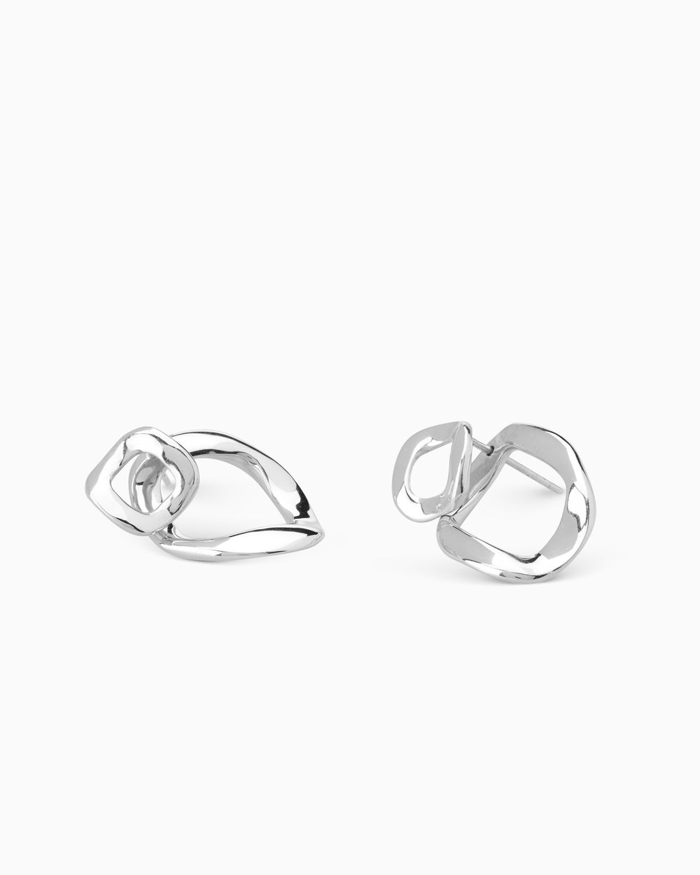 Curve Earrings Front and Back | Silver