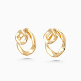 Curve Earrings Front and Back | Gold