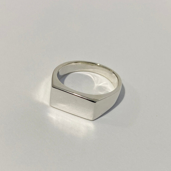 Signature Rectangle Signet Ring | Silver