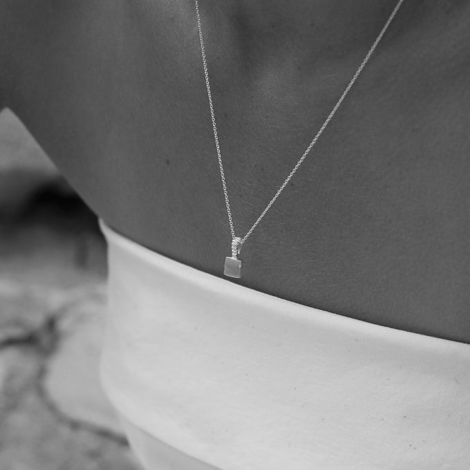 Custom X-Mini Slate Pendant (Stones & Engraving) | Silver