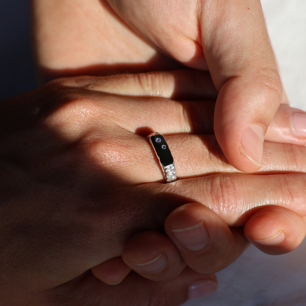 Custom Mason Ring (Stones & Engraving) | White Gold