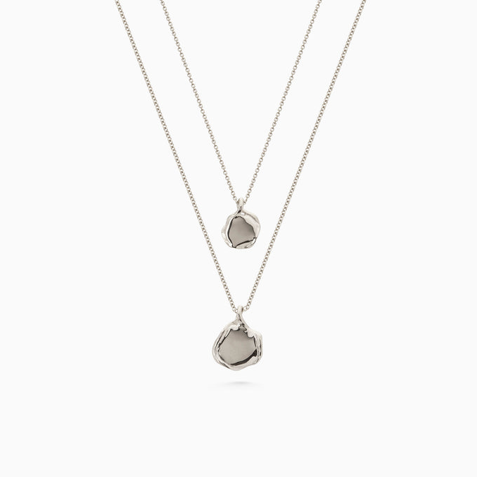 X-Mini Custom Wave Pendant (Stone & Engraving) | White Gold