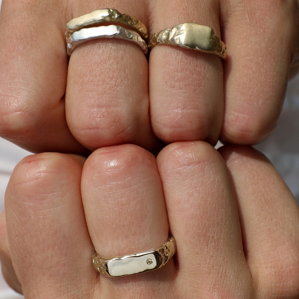 Engraved Slate Signet Ring | Yellow Gold