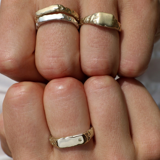 Engraved Slate Signet Ring | Yellow Gold