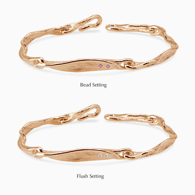 Custom Sculpt Tag Bracelet (Stones & Engraving) | Rose Gold