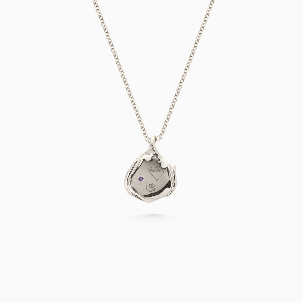 Custom Engraved Wave Pendant | White Gold