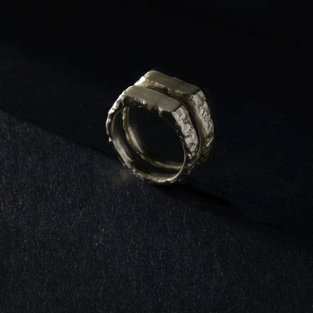 Engraved Mason Ring | White Gold