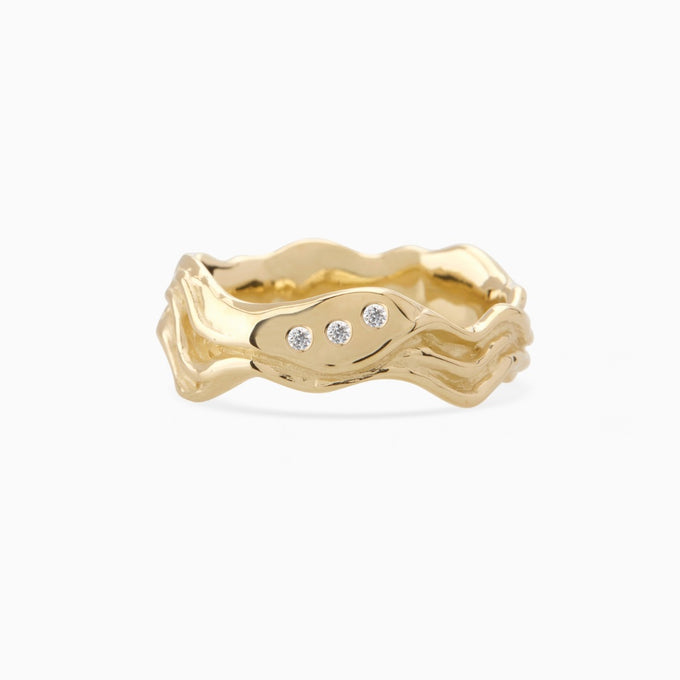 Sculpt Stone Band Ring | Yellow Gold