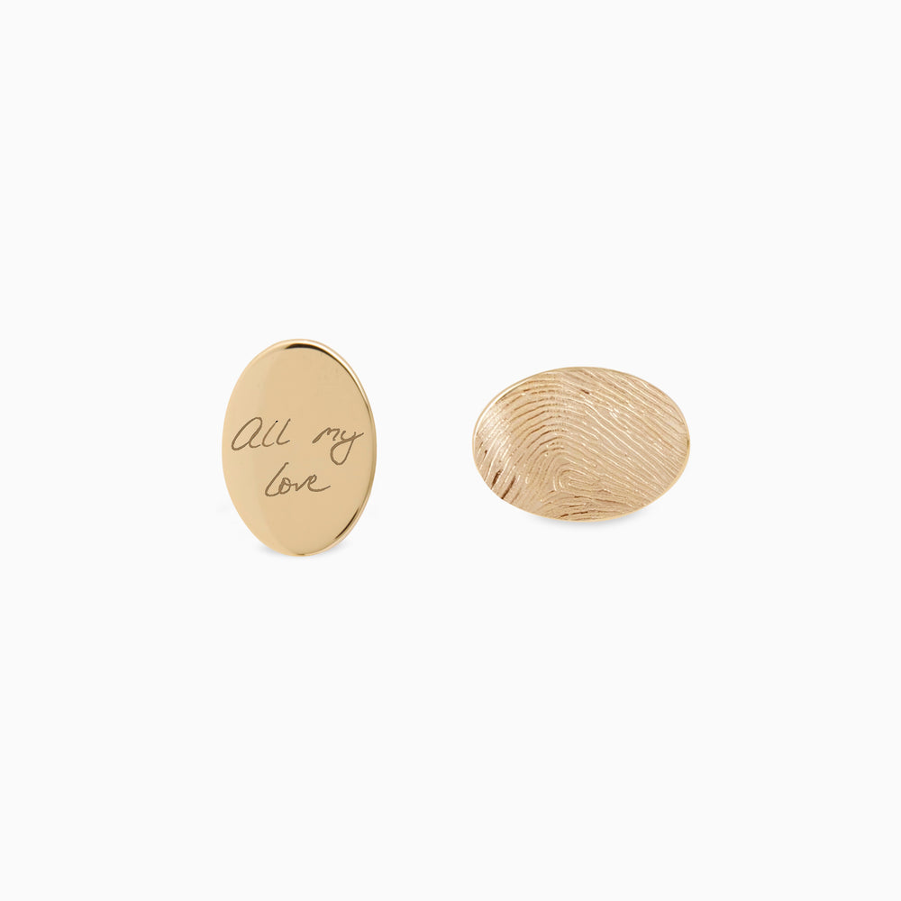 Custom Engraved Halo Cufflinks  | Yellow Gold