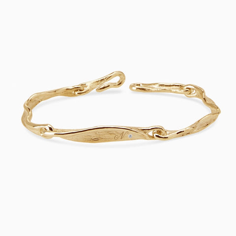 Custom Sculpt Tag Bracelet (Stones & Engraving) | Yellow Gold
