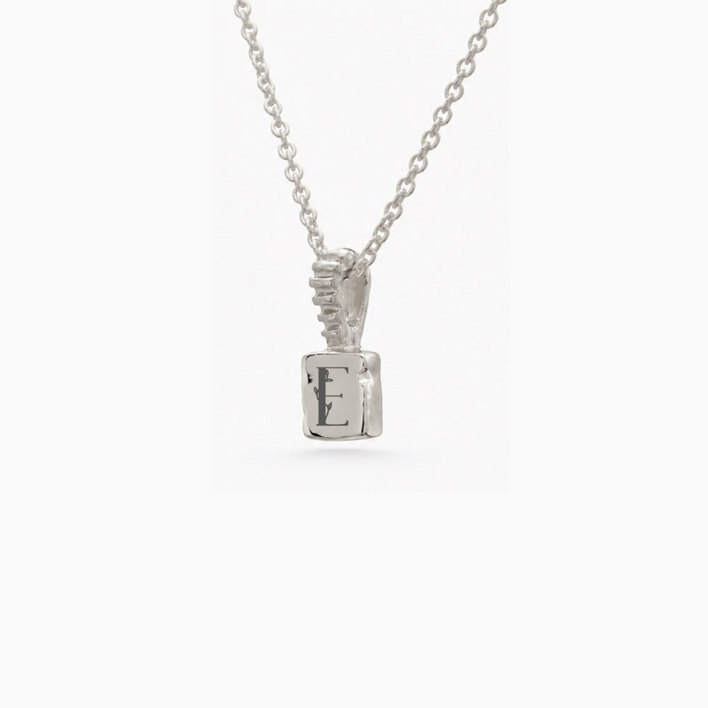 Engraved Slate Pendant | White Gold