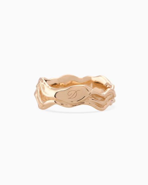 Engraved Sculpt Band Ring | Rose Gold