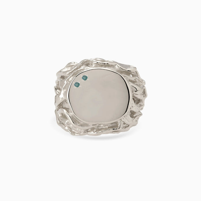 Ivy Stone Signet Ring | White Gold
