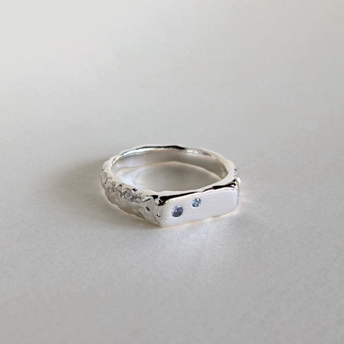 Custom Mason Ring (Stones & Engraving) | White Gold