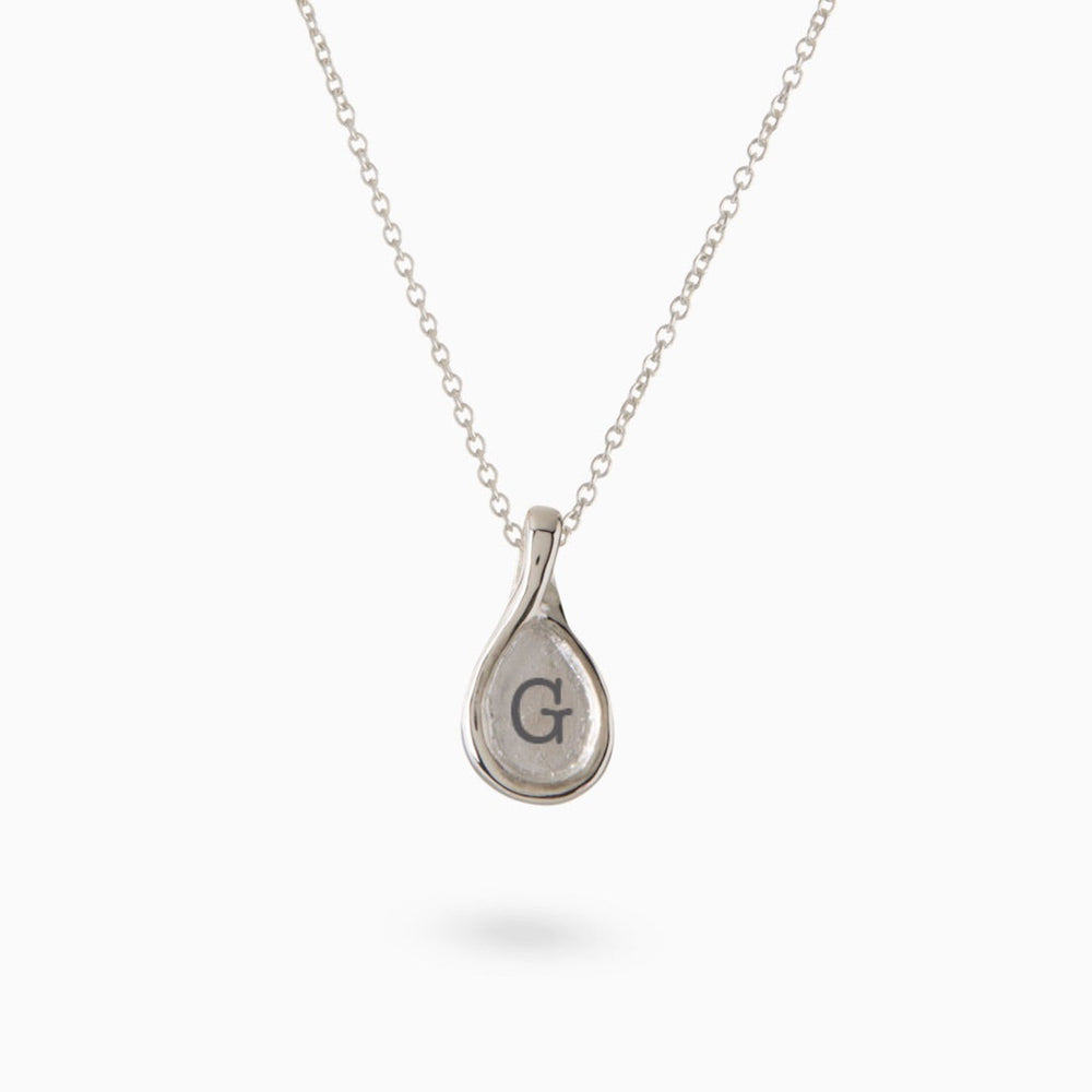 Custom Forma Pendant (Stones & Engraving) | White Gold