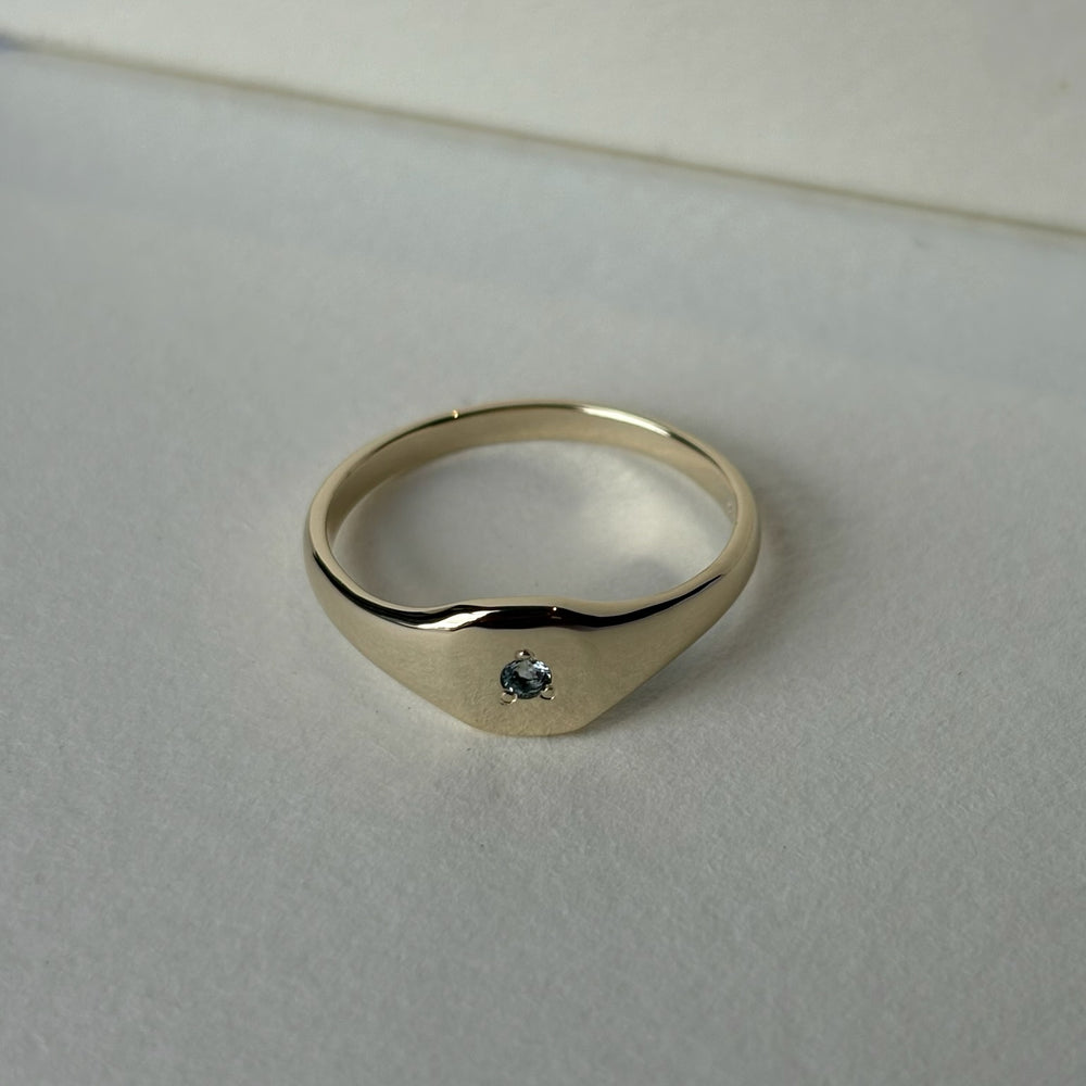 Petite Square Stone Signet | Solid Gold