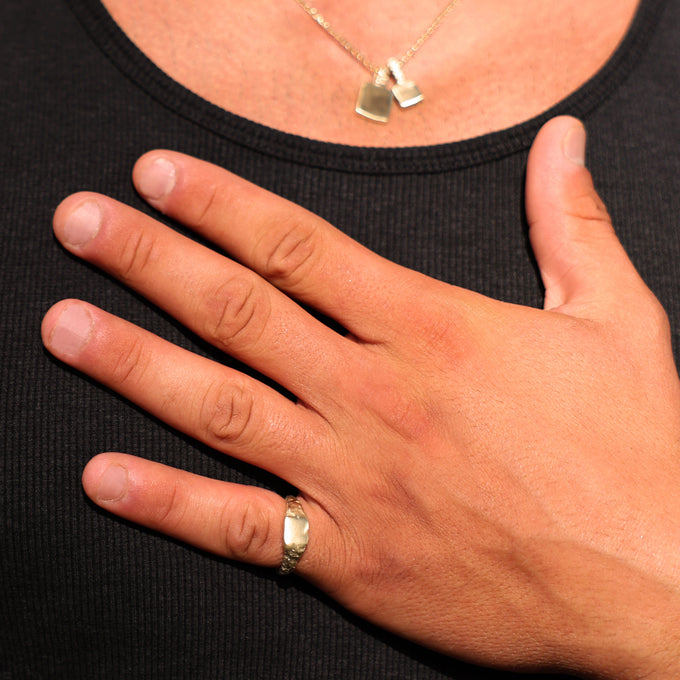 Engraved Slate Signet Ring | Yellow Gold