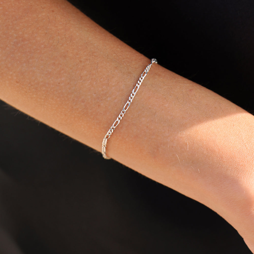 Figaro Chain Bracelet | Silver