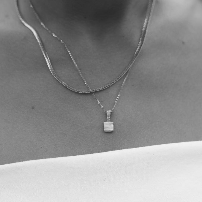 Custom X-Mini Slate Pendant (Stones & Engraving) | Rose Gold