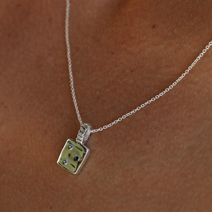 Mini Custom Slate Pendant (Stones & Engraving) | Silver
