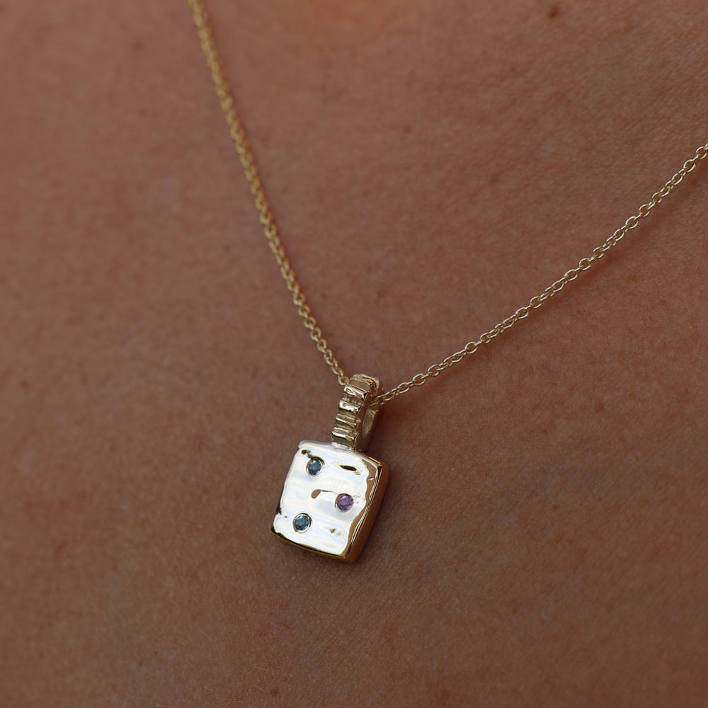 Mini Custom Slate Pendant (Stones & Engraving) | Rose Gold