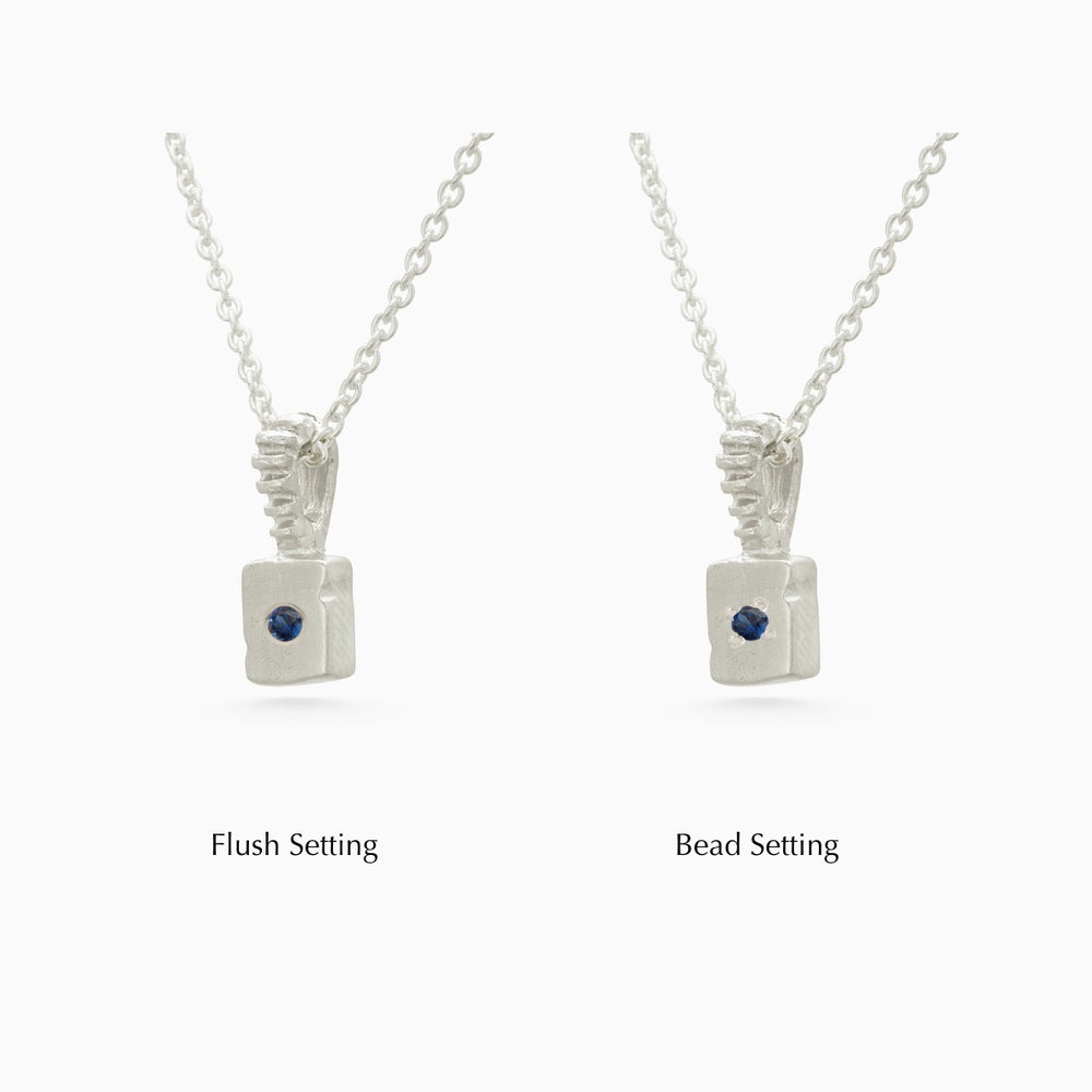 Custom X-Mini Slate Pendant (Stones & Engraving) | Silver