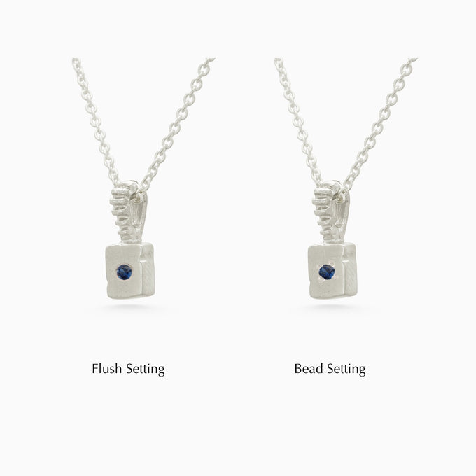 Custom X-Mini Slate Pendant (Stones & Engraving) | Silver