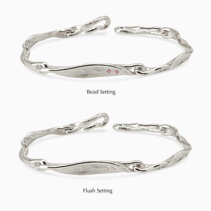 Custom Sculpt Tag Bracelet (Stones & Engraving) | Silver