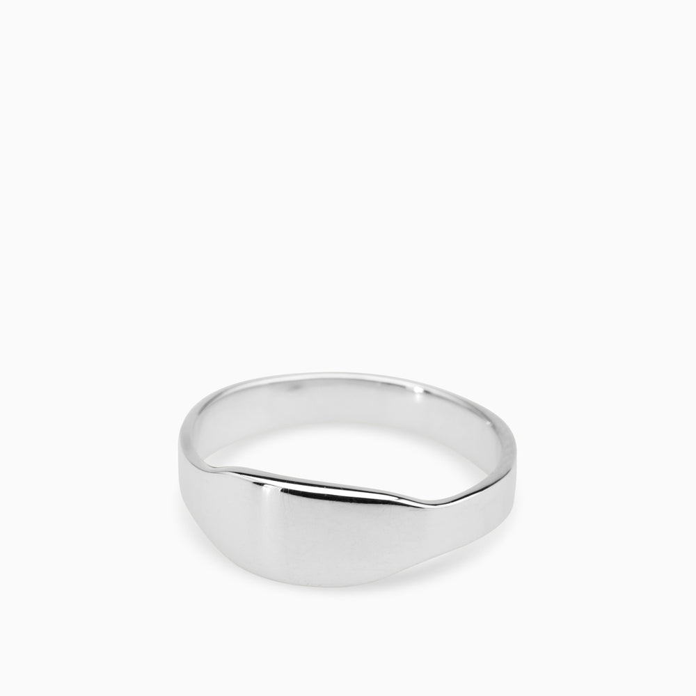 Narrow Signet Ring | White Gold