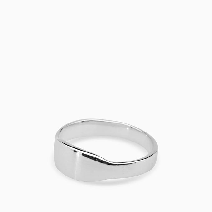 Narrow Signet Ring | White Gold